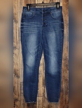 Maurices Dark Blue Short Skinny Jeans with Faded Detail